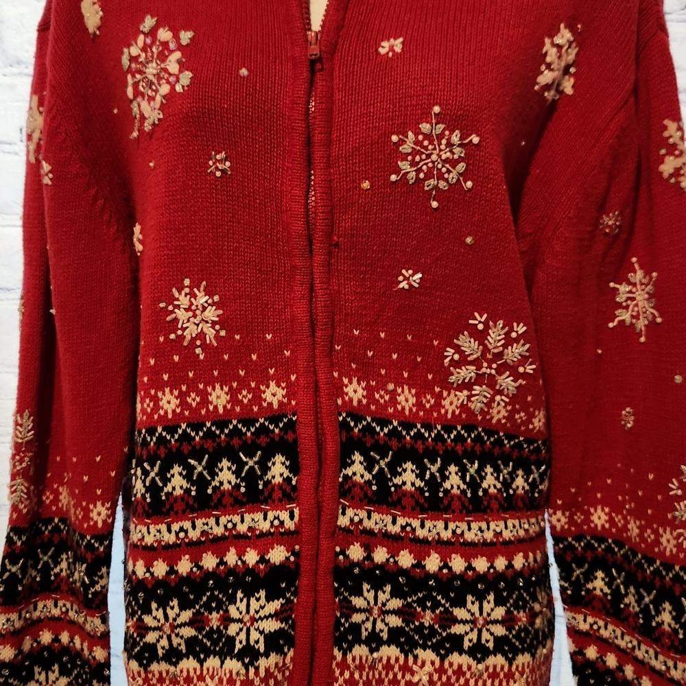 Heirloom collection vintage adorable/ugly Christmas Sweater with embellishments